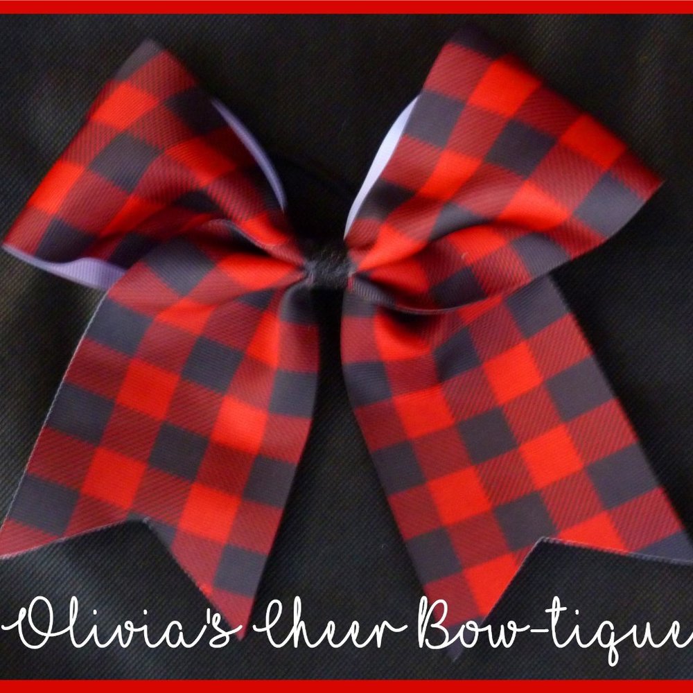 Cheer bow buffalo plaid cheerleading